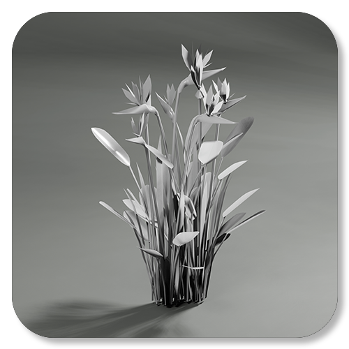A grayscale digital illustration of a bunch of tulips in a vase, with a simple gradient background.