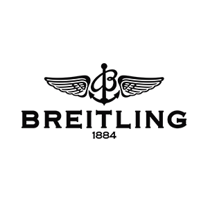 Breitling logo with stylized wings and text reading 'Breitling 1884' in black on a white background.
