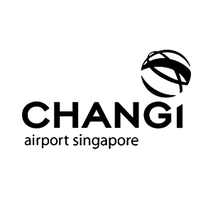 Changi Airport Singapore logo featuring the word 'CHANGI' in large letters above 'airport singapore' and a stylized globe design.