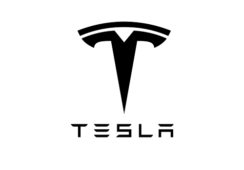 Tesla logo with the word 'Tesla' underneath