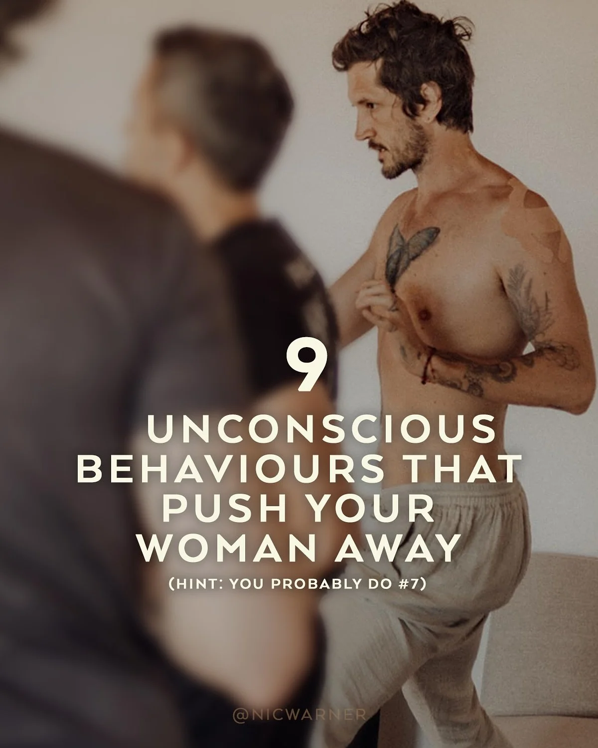 Classic unconscious man behaviour. 
Yet little do we know the real impact it has. 

If you want to deepen intimacy in your relationship, rather than sabotage it. Join my 21 Day challenge. Everyday I will send you one thing you can do. 

Men, comment 
