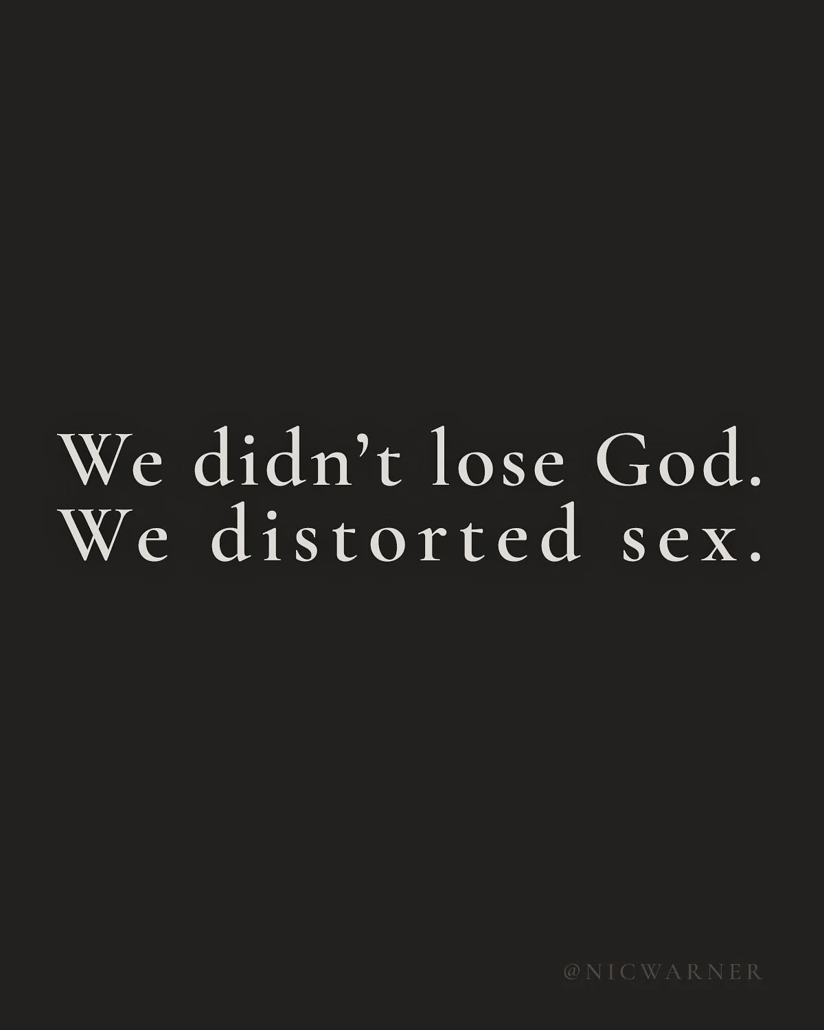 Sex was originally designed as a tool for awakening.

A way to return to God.

So it was distorted. Made shameful. Called sin.

Pushed into the shadows until the sacredness of it was severed completely.

And in its place, porn. Shame. Disconnection.
