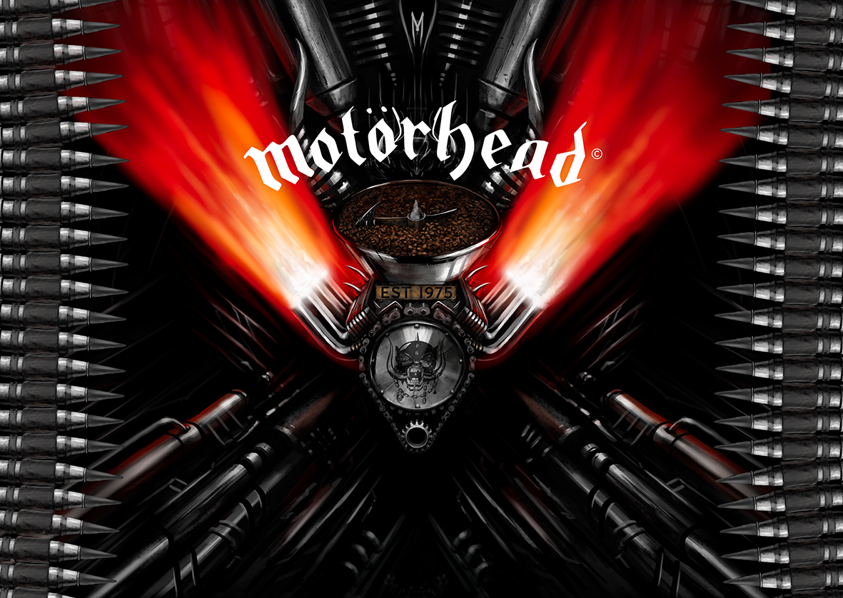 Original key artwork created as the foundation of Motörhead Coffee's visual identity, establishing the campaign's distinctive look across packaging, merchandise, advertising, and promotional materials.
