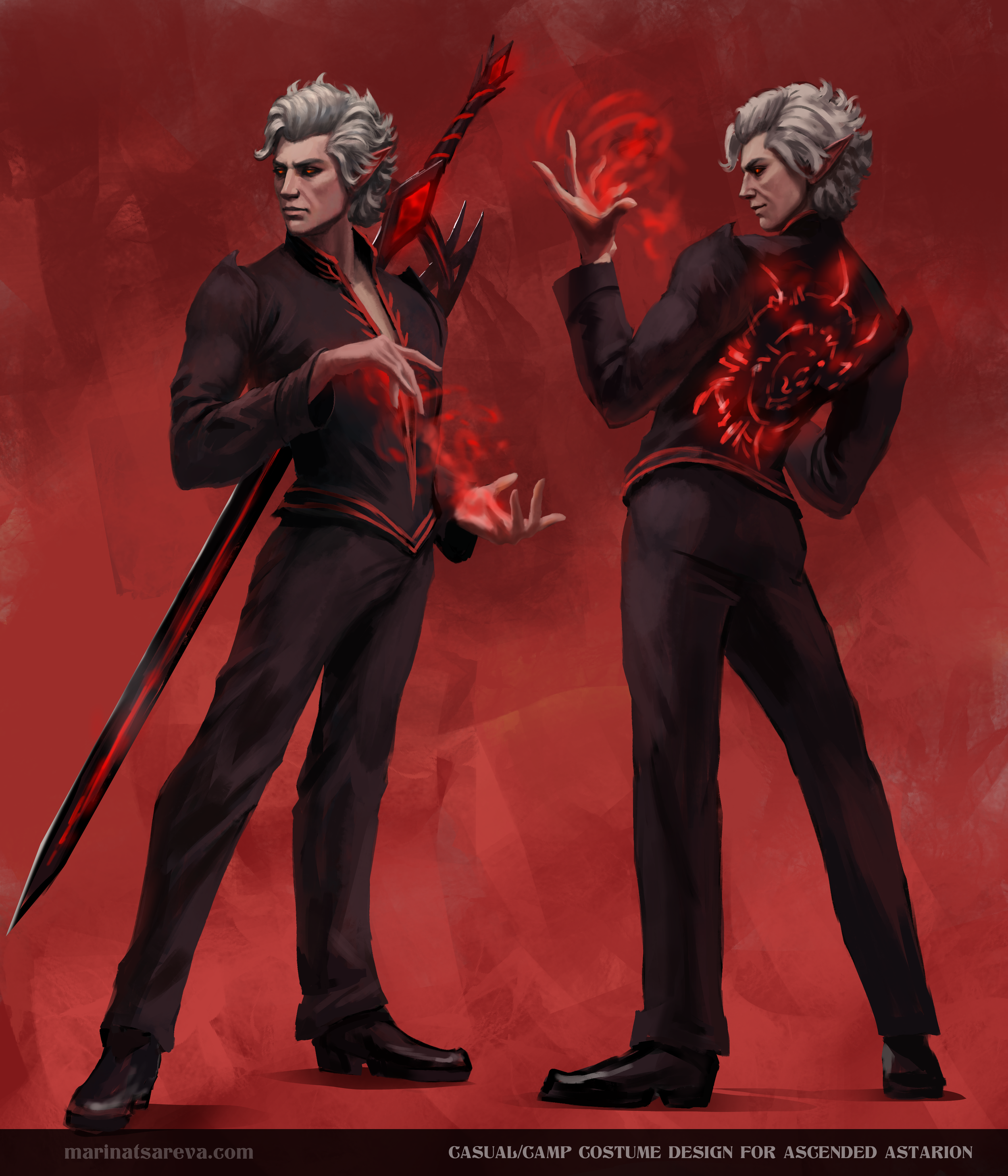 Ascended Astarion Dragonblood Sorcerer - Casual Costume Concept - Baldur's Gate 3