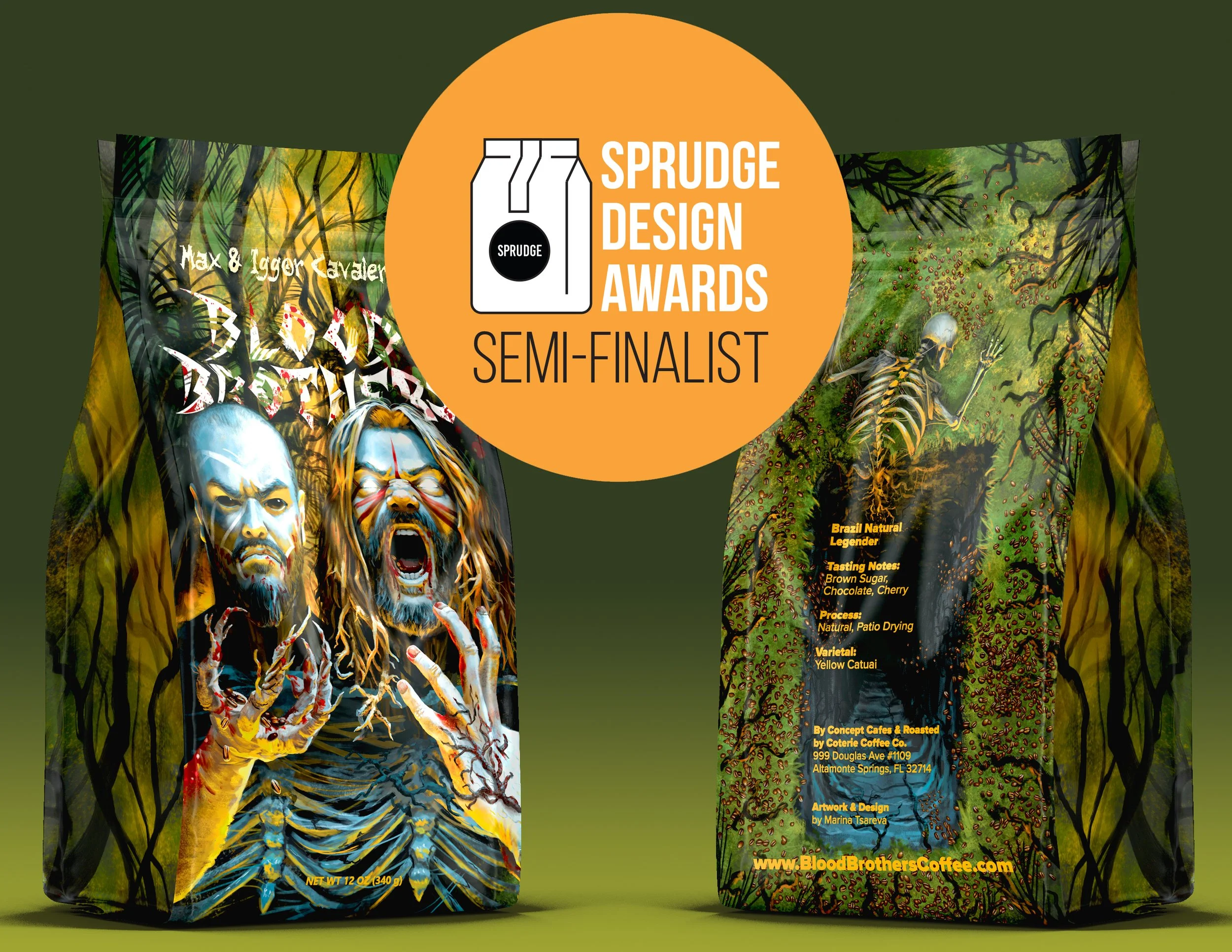 The design combines original illustration inspired by Brazil's Indigenous warrior traditions with bold typography and production-ready packaging, creating a cohesive visual identity that reflects the Cavalera Brothers' Brazilian heritage and unmistak