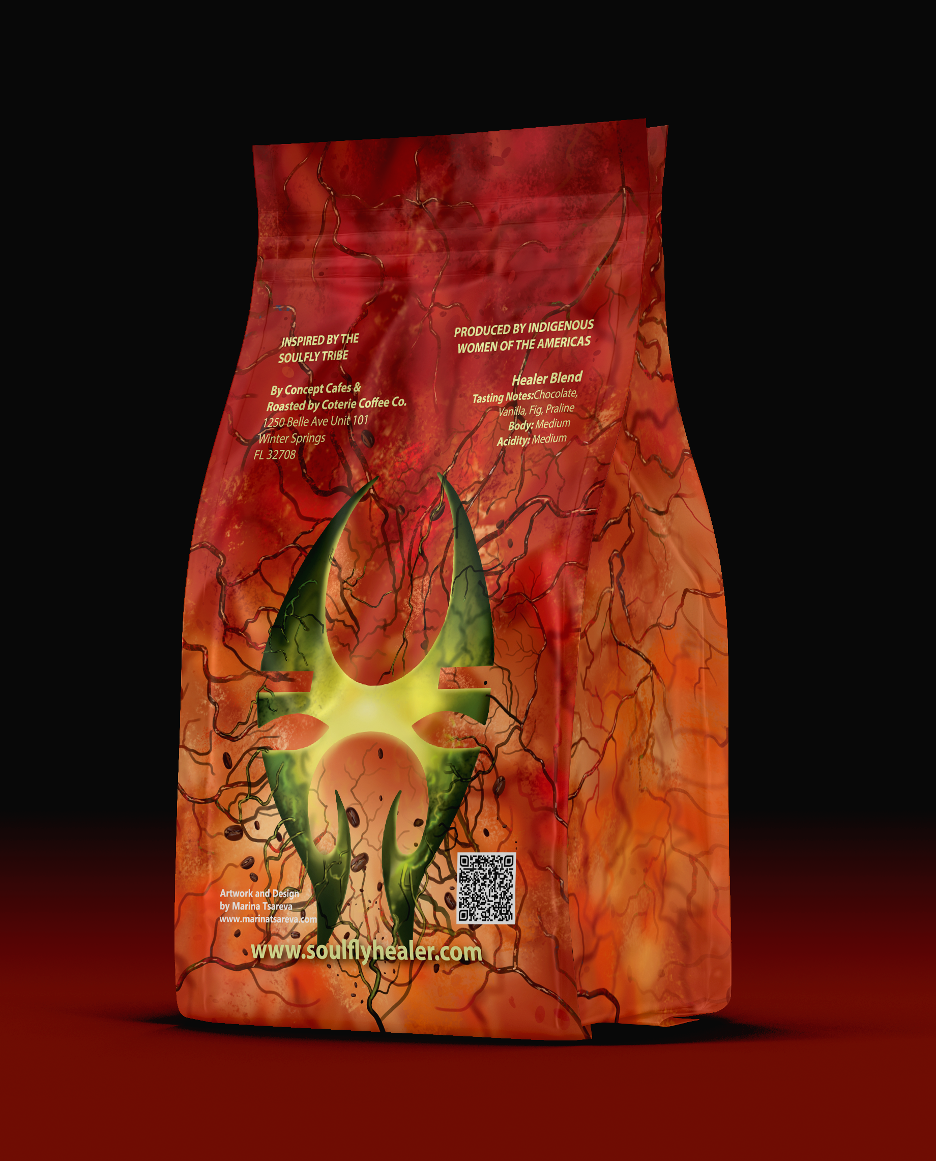 An exclusive illustration created for the reverse side of the packaging, featuring the iconic Soulfly logo intertwined with organic blood vessels that extend across the composition. The design symbolizes the band's deep connection to ancestral roots,