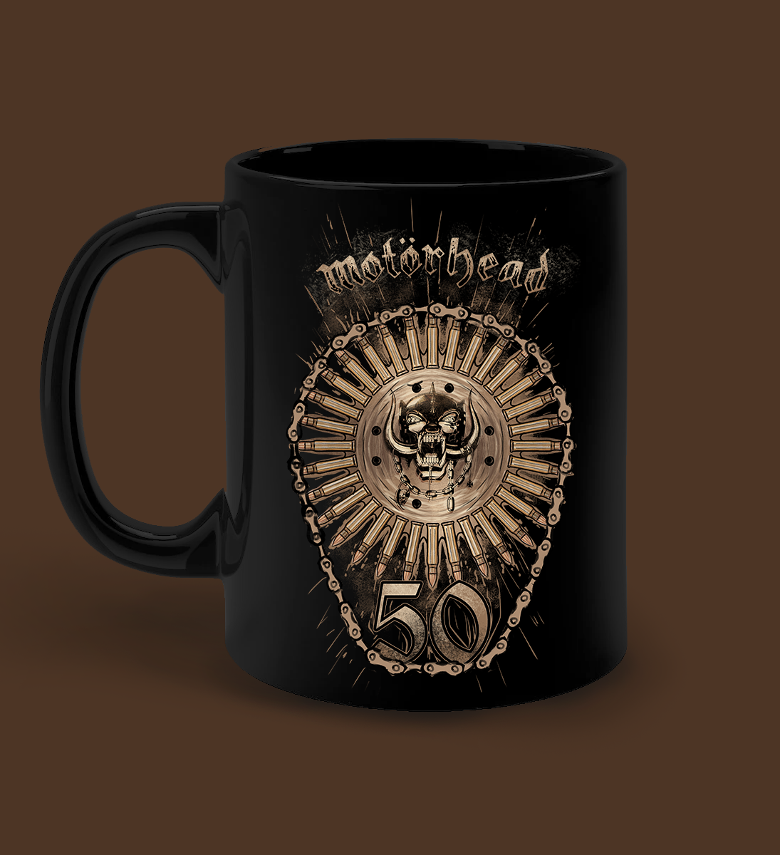 Exclusive commemorative collectible mug created to celebrate Motörhead's 50th anniversary