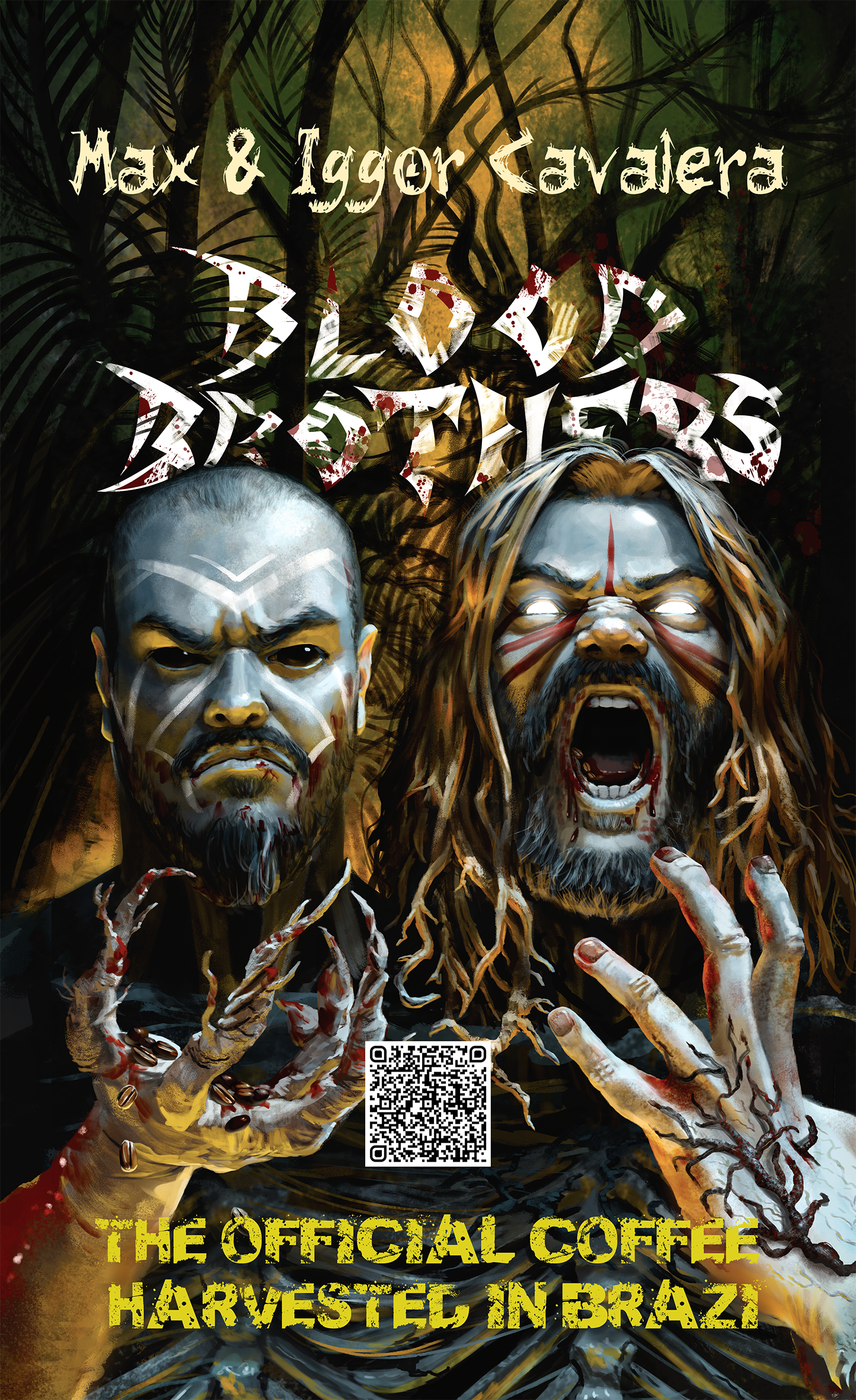 Social Media Advertisement - Promotional artwork created for the campaign launch, translating the visual identity into digital marketing materials while preserving the powerful fusion of Brazilian cultural influences and contemporary metal aesthetics