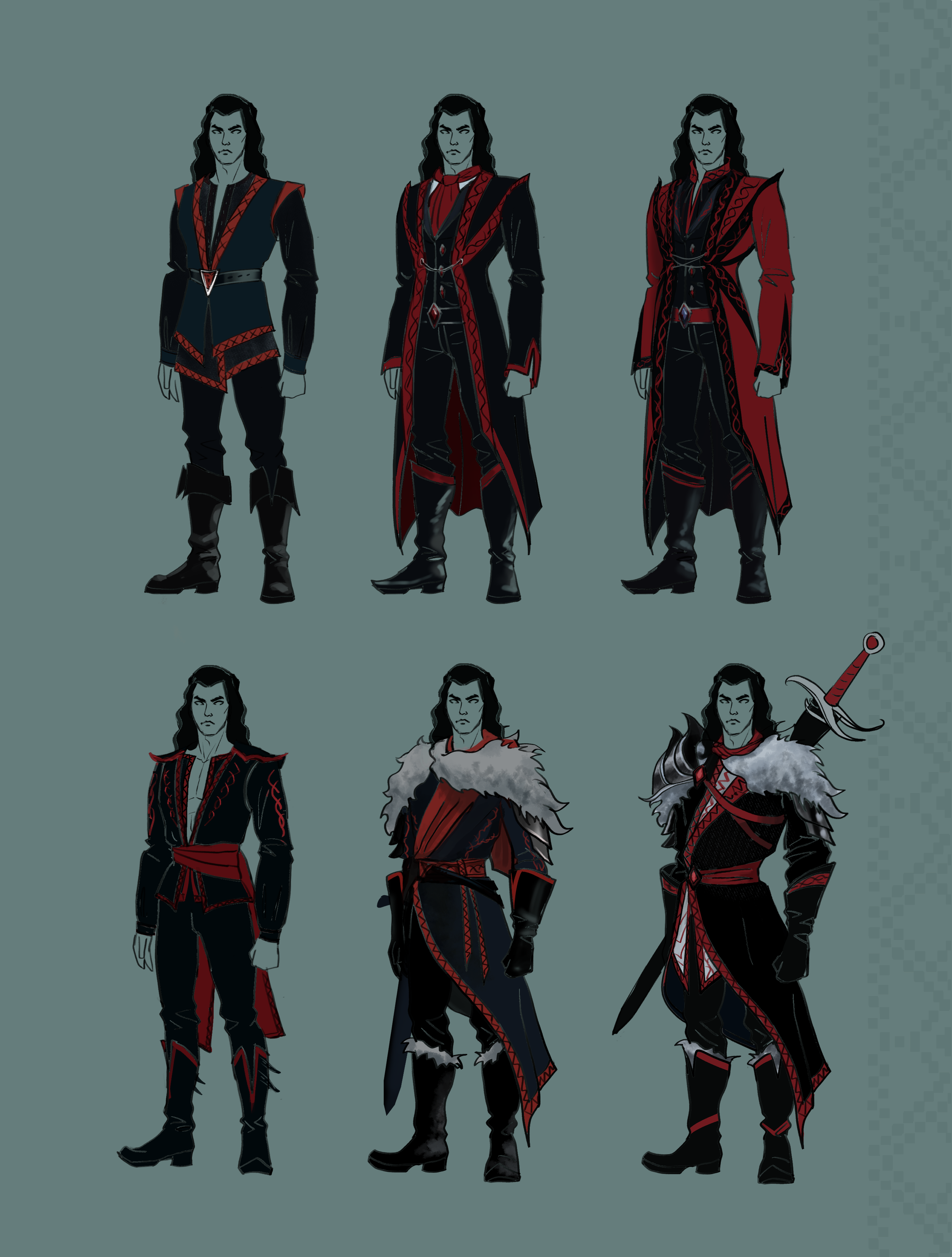 Concept Art for Strahd von Zarovich costumes and armour