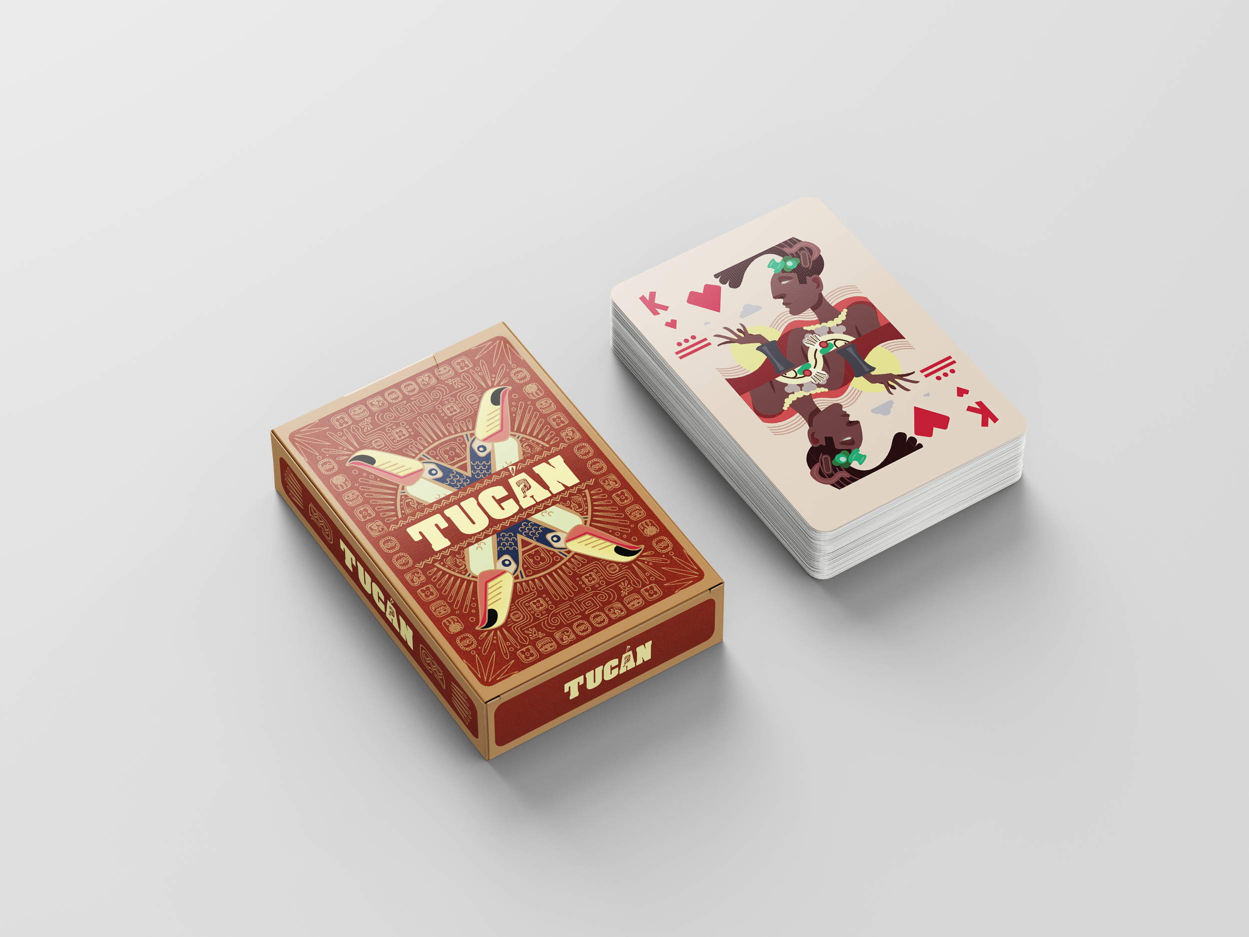 Tucan Playing Card Box

Packaging created for the Tucan playing card deck, combining original illustrations with graphic elements inspired by ancient Mayan art, architecture, and symbolism. The design presents the deck as a distinctive collectible wh