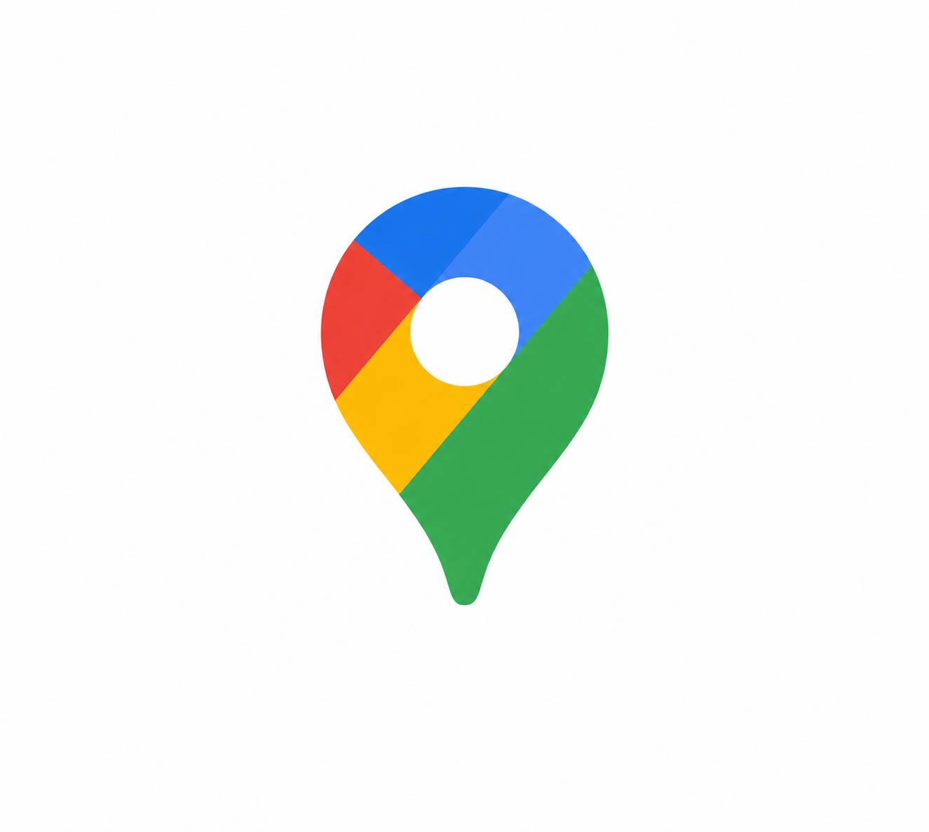 Een kaarticoontje met de kleuren blauw, rood, geel en groen, in de vorm van een locatiepictogram.