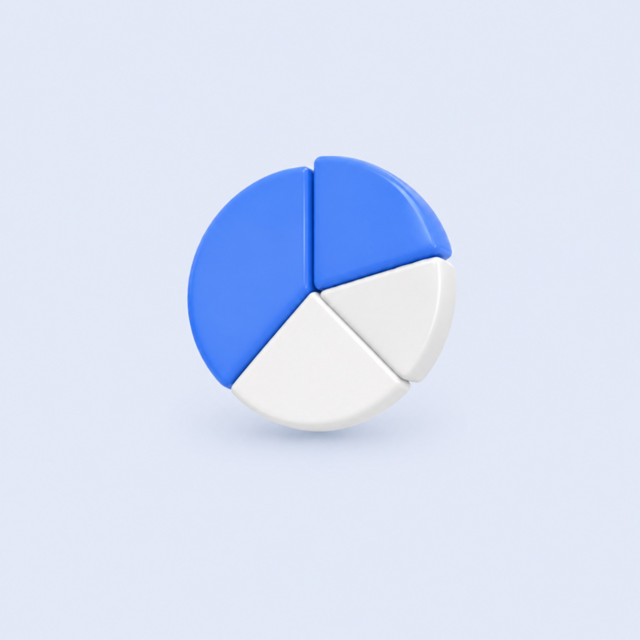 Kleuren pie chart met blauwe en witte segmenten