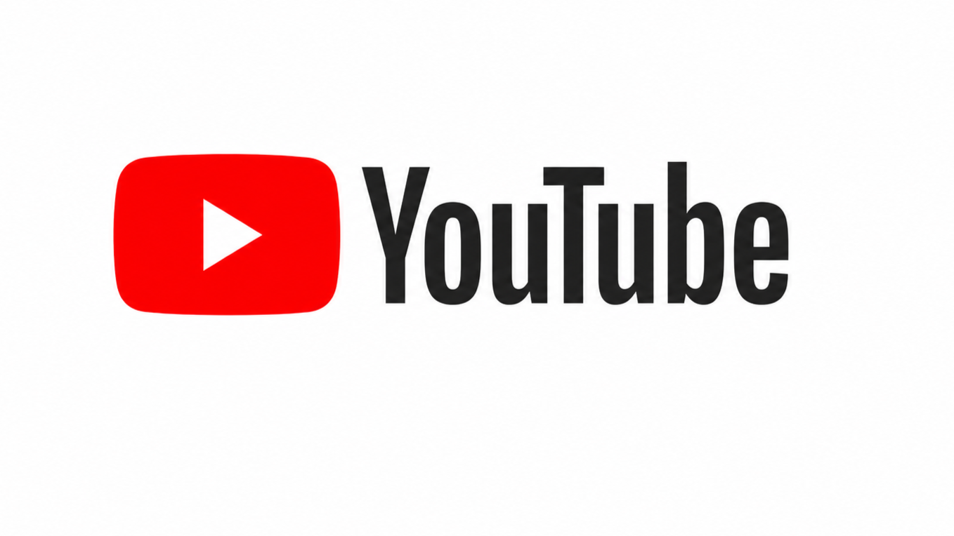 YouTube logo met het woord YouTube in zwart op een witte achtergrond.