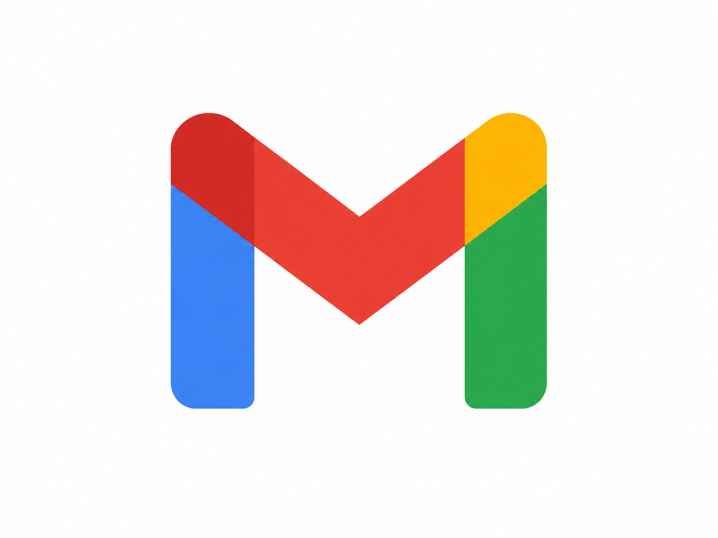Het Google Mail logo met de kenmerkende kleuren rood, blauw, geel en groen op een witte achtergrond.