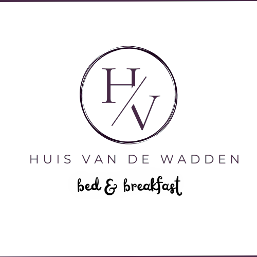 Logo van Huis van de Wadden, bed & breakfast, met initialen H en V in een cirkel op een witte achtergrond.