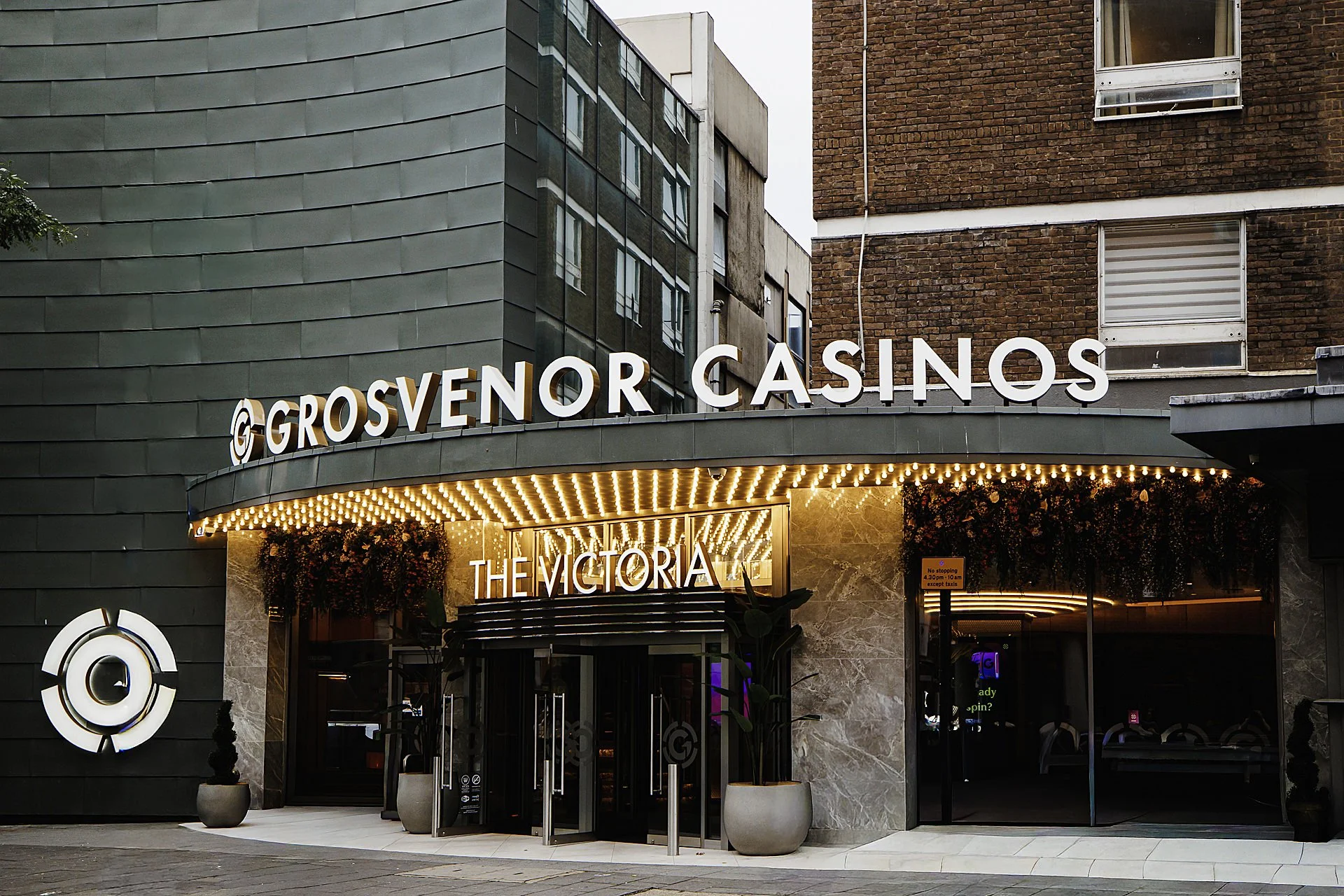 Outside shot of casino entrance 