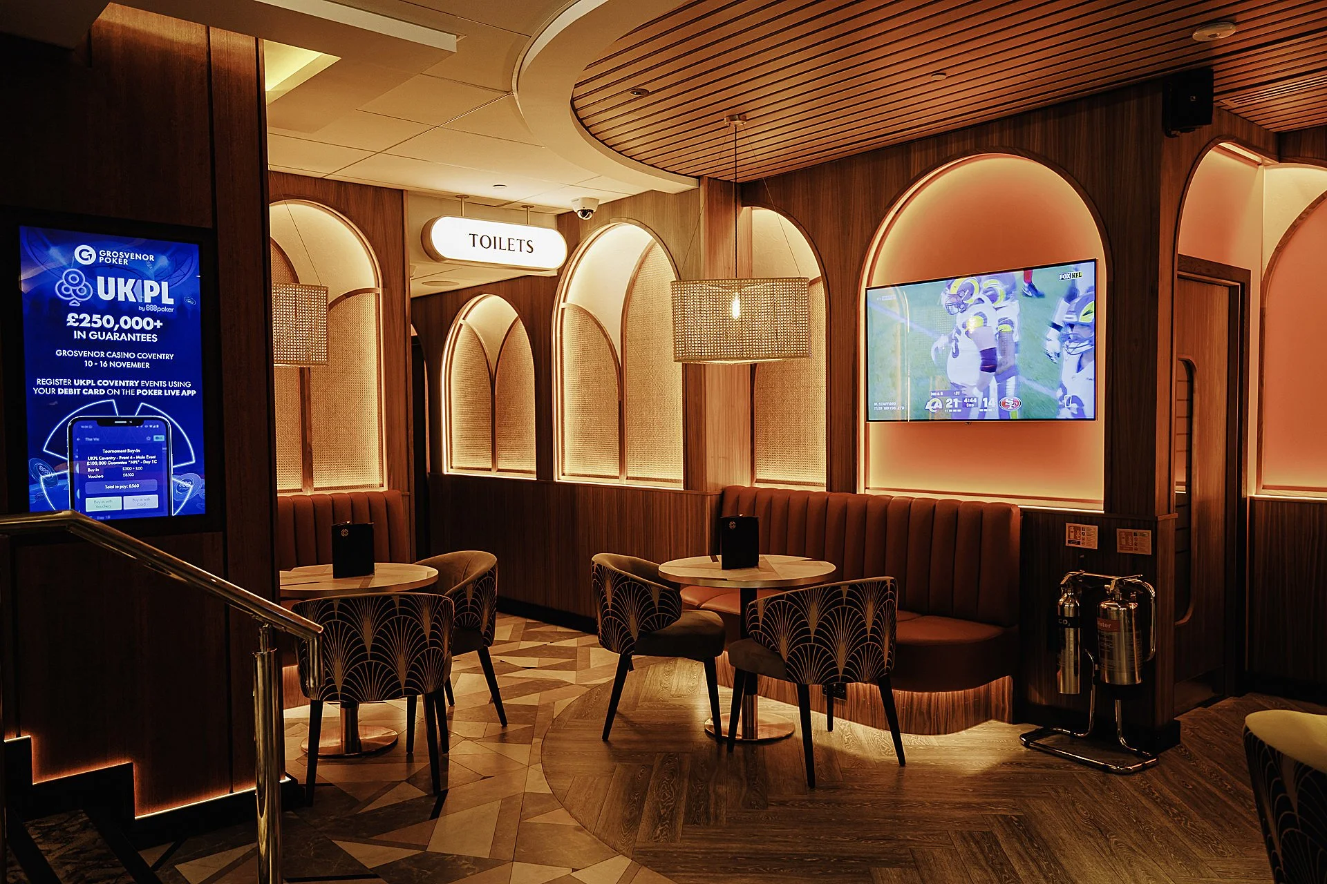 Image of lounge seating under TV
