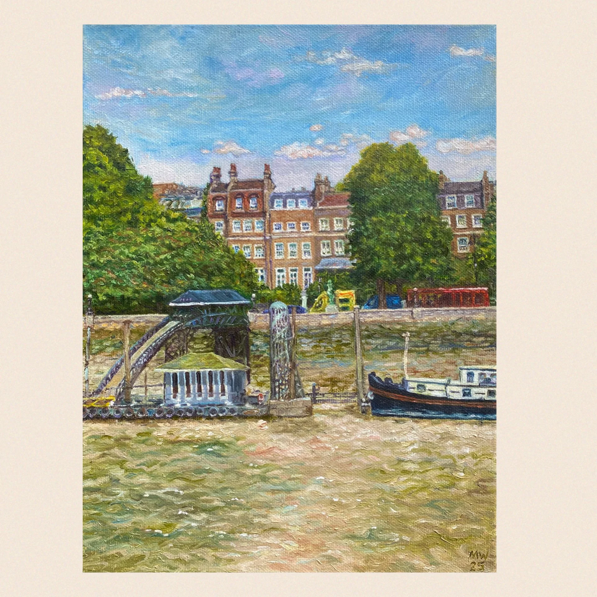 'ACROSS THE WATER' Oil on canvas (23cm x 30.5cm)   --- £450   ---
