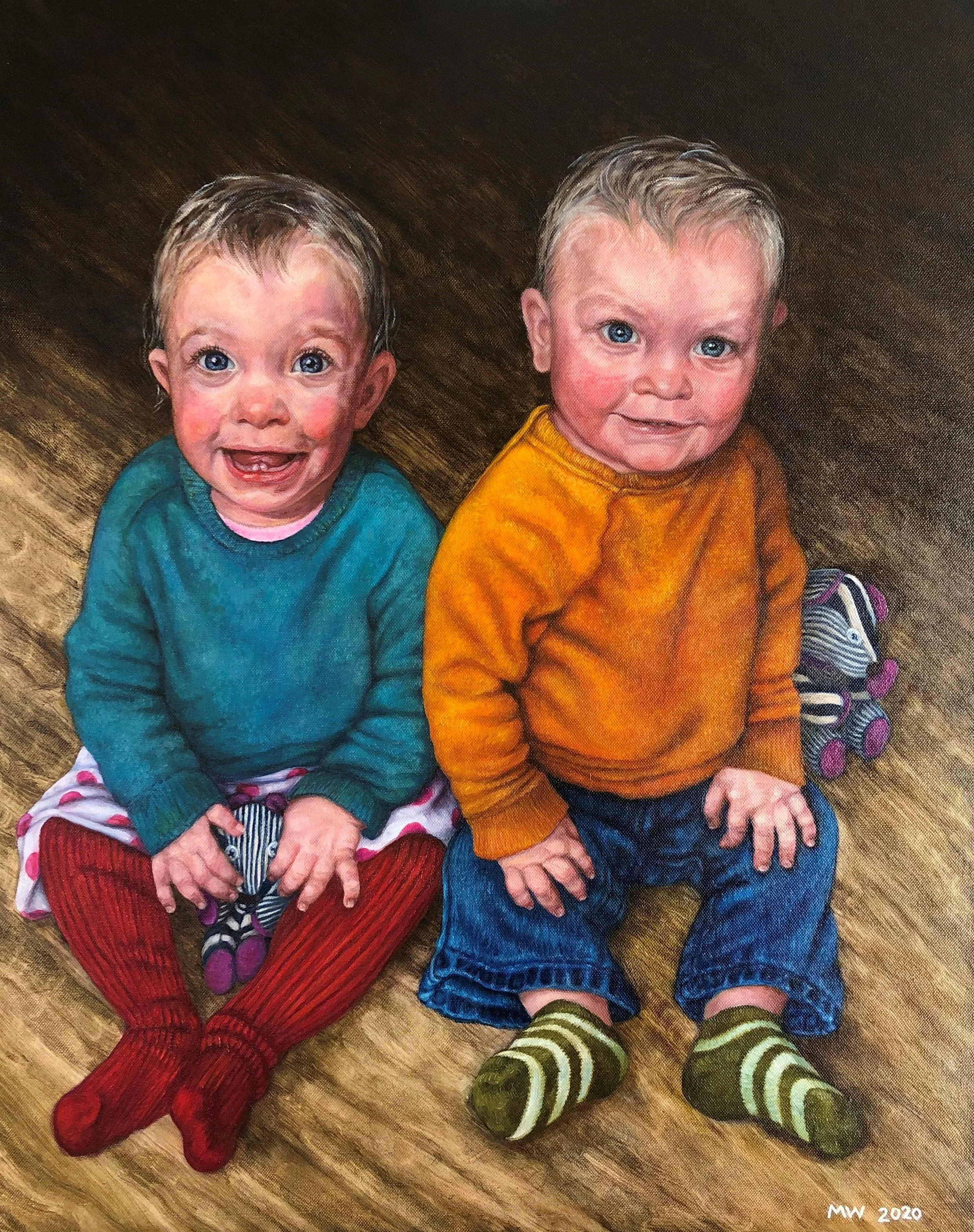 'THE TWINS'  (oil on canvas)