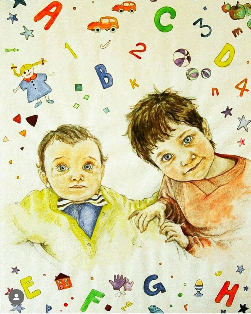 'VIVA AND SCARLETT' (watercolour)