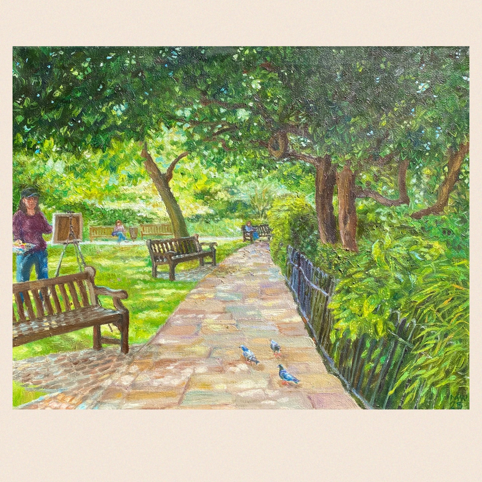 'THREE STURDY BENCHES' Oil on canvas (30cm x 24cm)

--- £450 ---