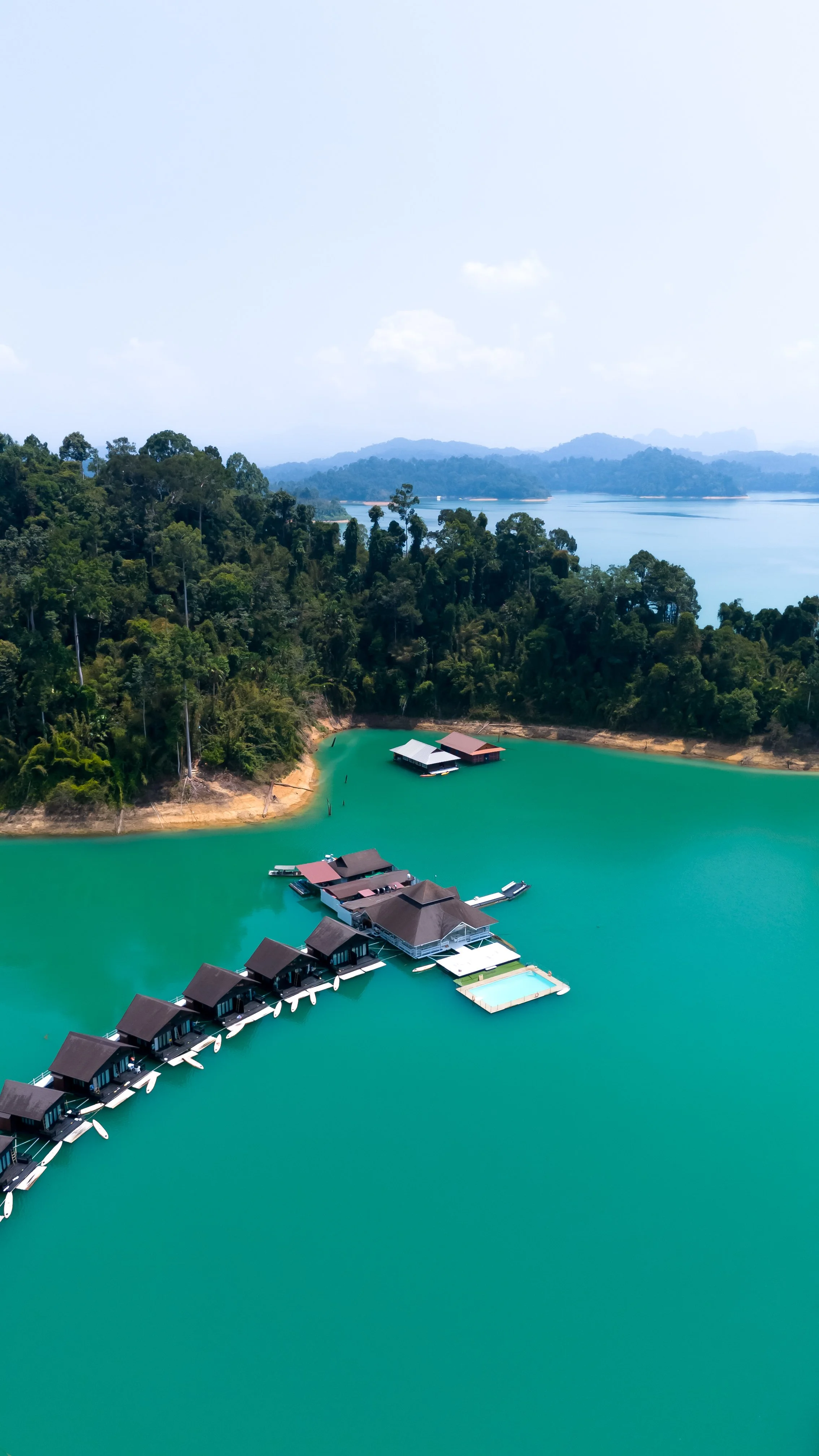 Overhead bungalow, Khao Sok, thailand, Drone photography, hotel photographer