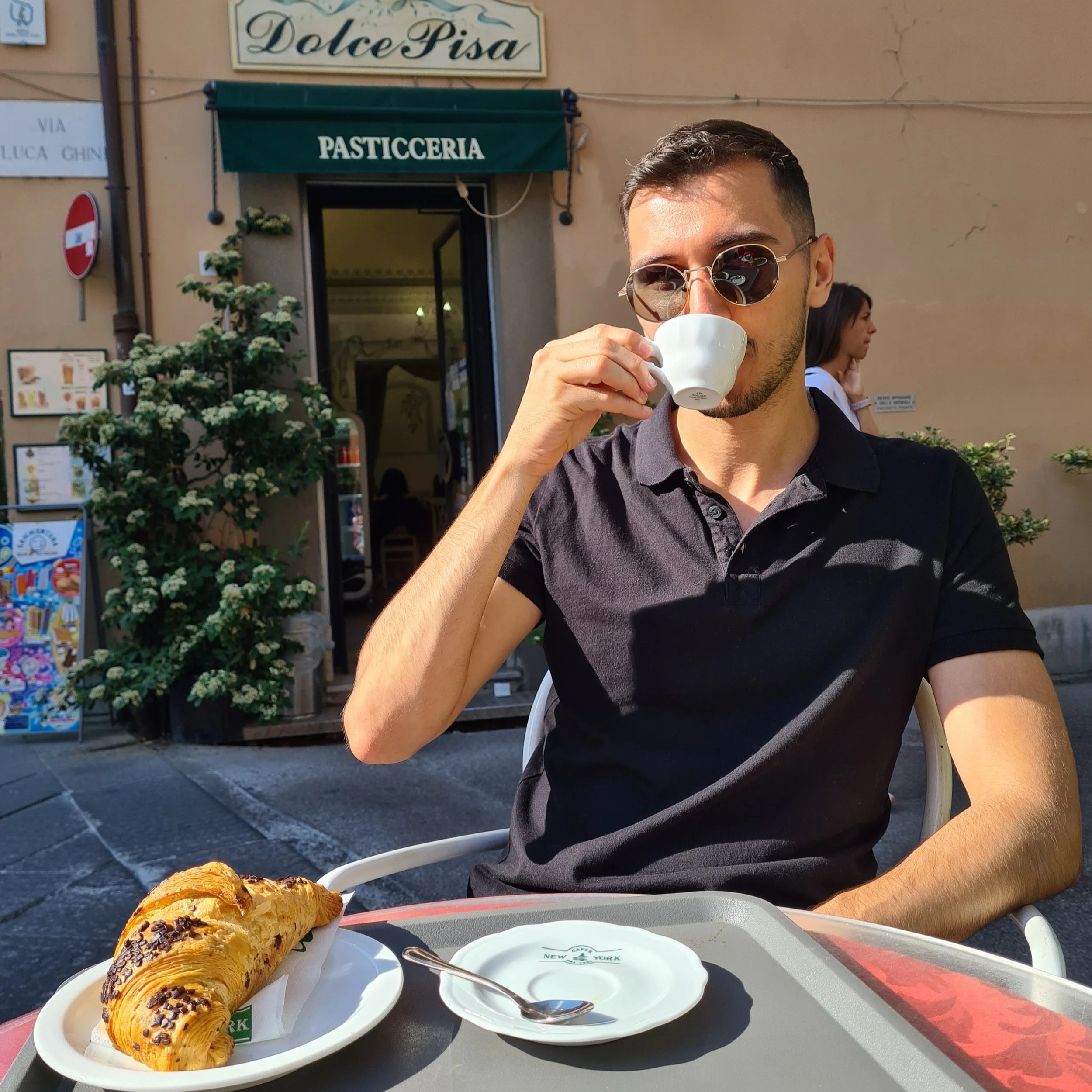 Drinking coffee in Tuscany