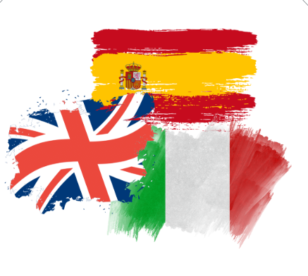Italian, Spanish and English flag