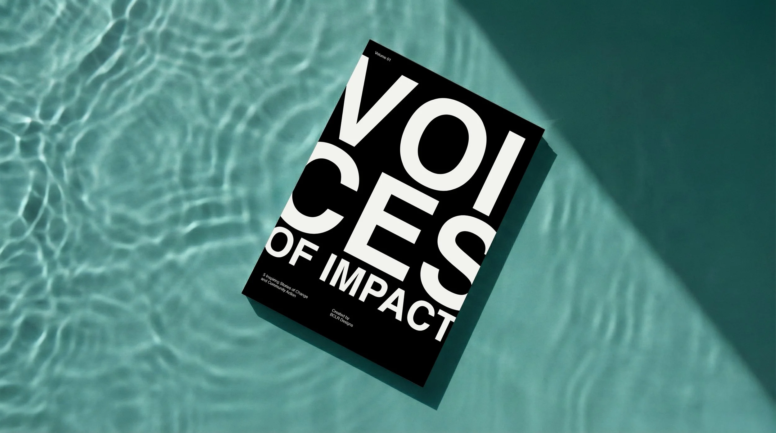 Publication cover design for Voices Of Impact, a luxury editorial project created by BCLR design studio.
