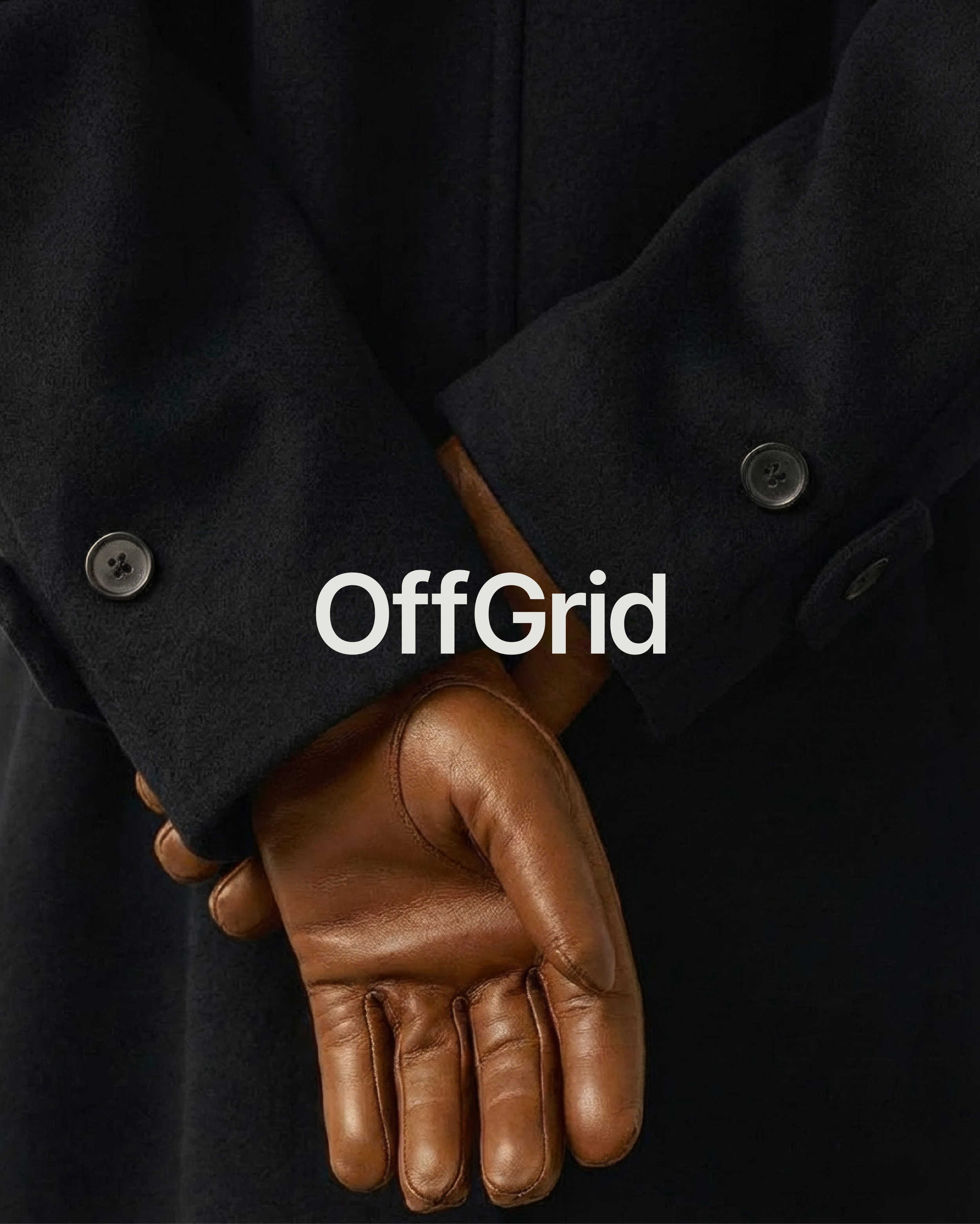 OffGrid logo shown on outerwear for luxury lifestyle brand identity created by BCLR.