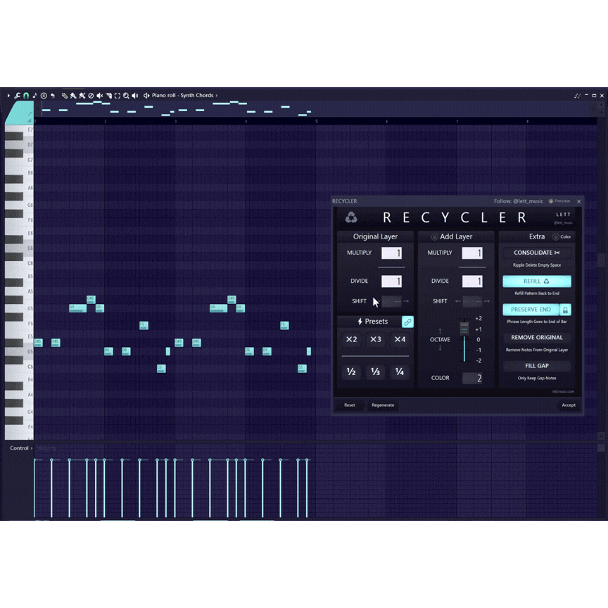 Example of RECYCLER Piano Roll Python Script