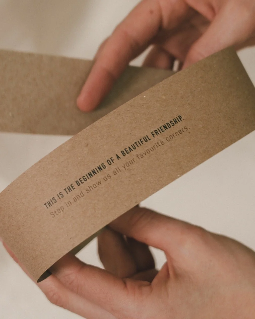 A few of the paper bands we&rsquo;ve designed over the years.

Some invite guests to take the slippers home.
Some ask them to leave them for another guest.
One speaks dinosaur.
Photography: @hana.jelovcan