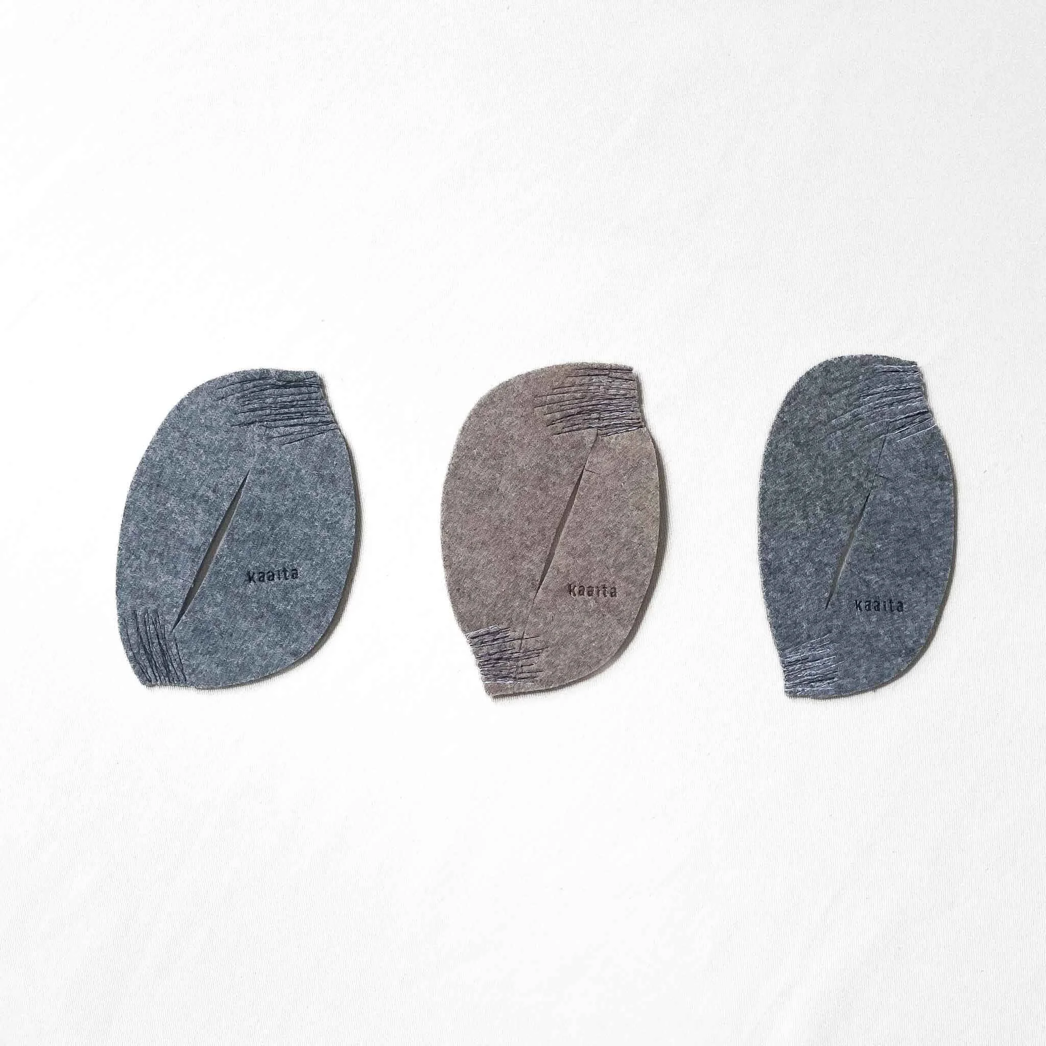 Handmade upcycled coasters from sustainable felt
