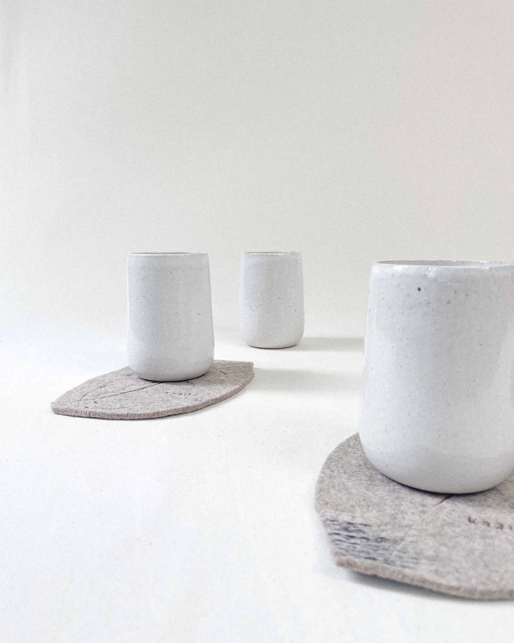 Handmade upcycled coasters from sustainable felt