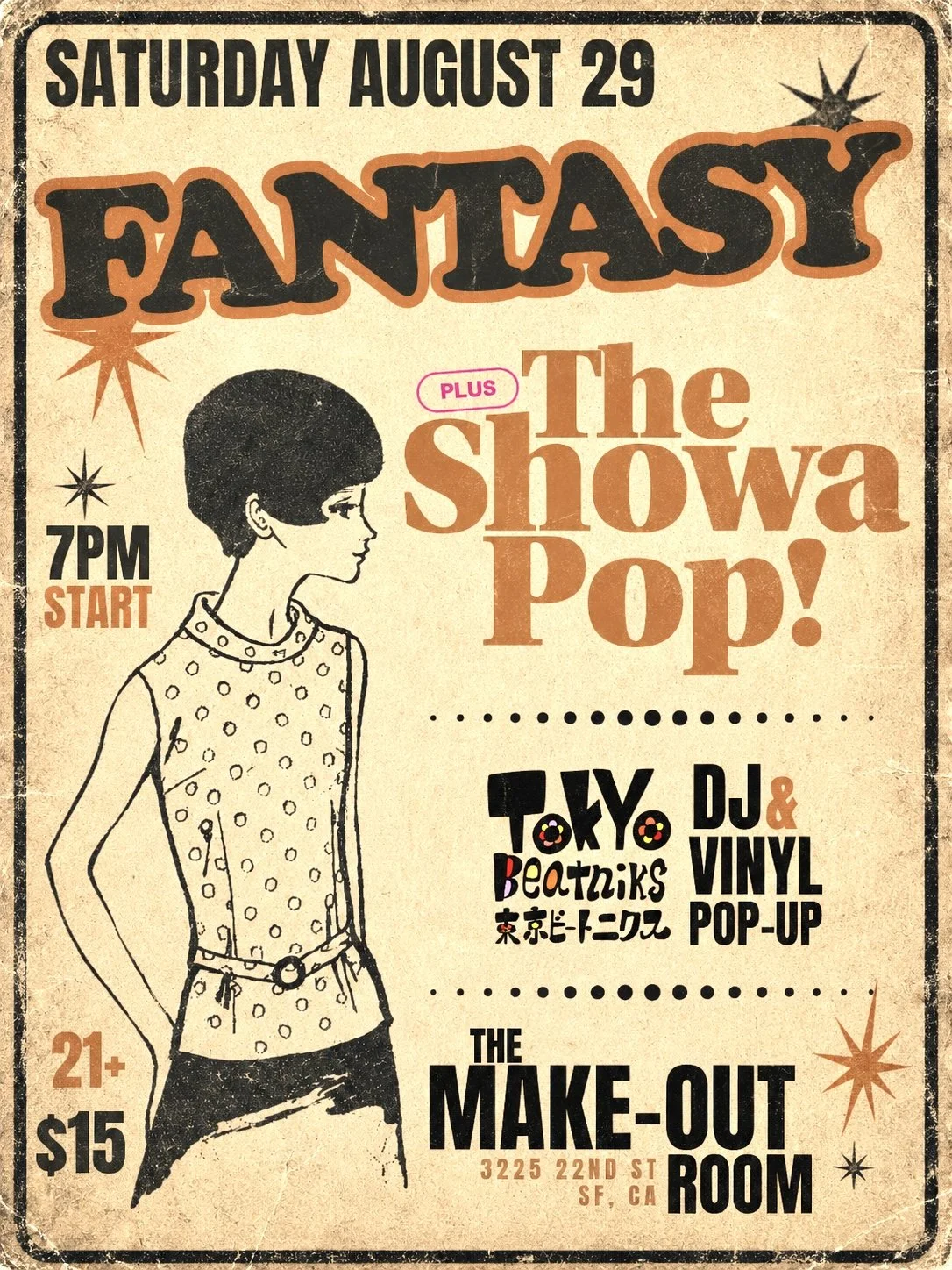 Tokyo Beatniks Pop-Up Vinyl Shop, DJ Event, & San Francisco debut show of The Showa Pop! Cover band of 1960s & 1970s Japanese Kayokyoku songs