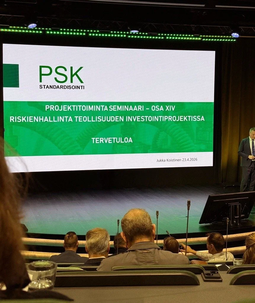 Teollisuusvoitelun tulevaisuus rakennetaan yhdess&auml; 🤝

Olimme mukana PSK Standardisointi kev&auml;tseminaarissa 23.4.2026. P&auml;iv&auml; toi konkreettisia n&auml;k&ouml;kulmia projektitoiminnan kehitt&auml;miseen ja riskienhallintaan.

Asiantu