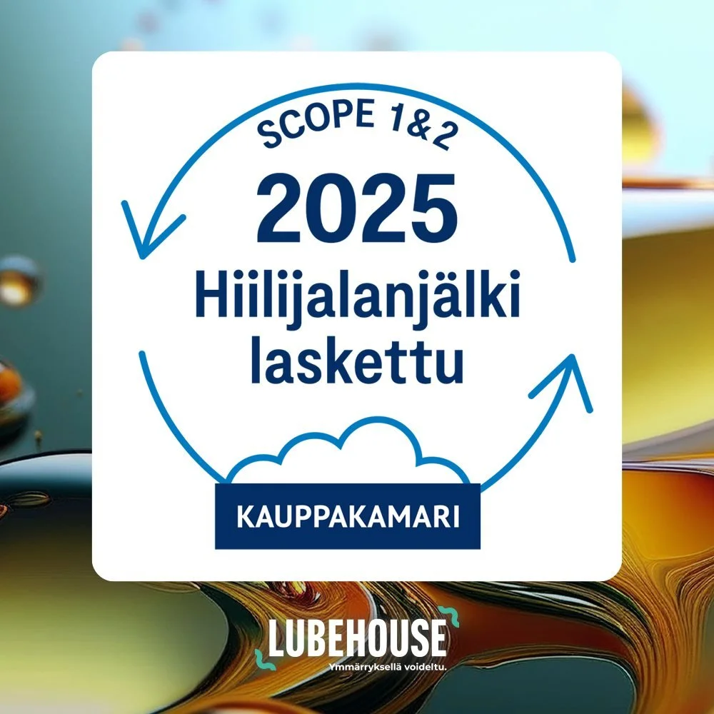 Lubehouselle on my&ouml;nnetty Hiilijalanj&auml;lki laskettu -merkki ✔️

Merkki koskee Scope 1 &amp; 2 -p&auml;&auml;st&ouml;j&auml; eli oman toimintamme suoria p&auml;&auml;st&ouml;j&auml; sek&auml; ostetun energian p&auml;&auml;st&ouml;j&auml;. Las