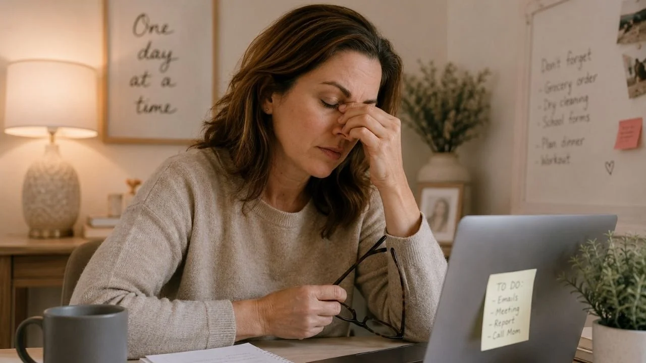Burned out woman working on computer