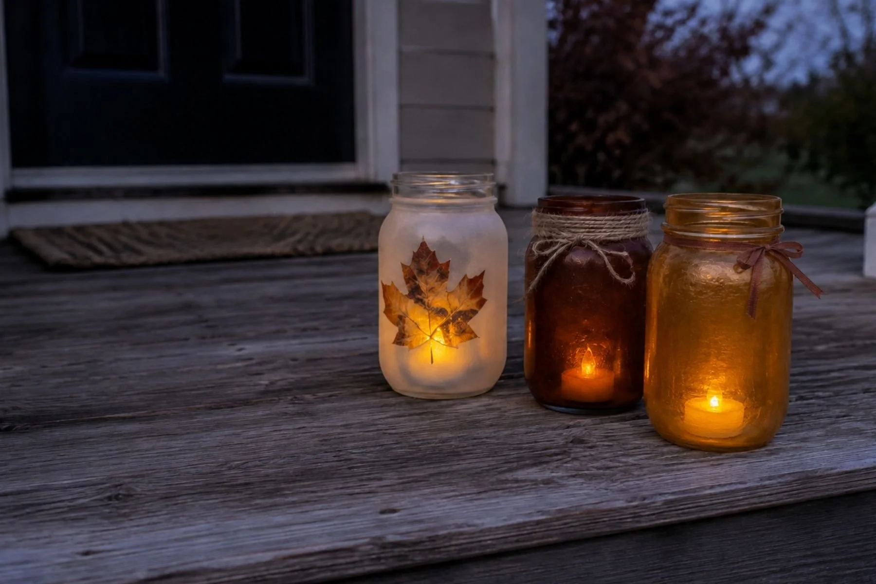 create fall mason jar lanterns for a glow at dusk