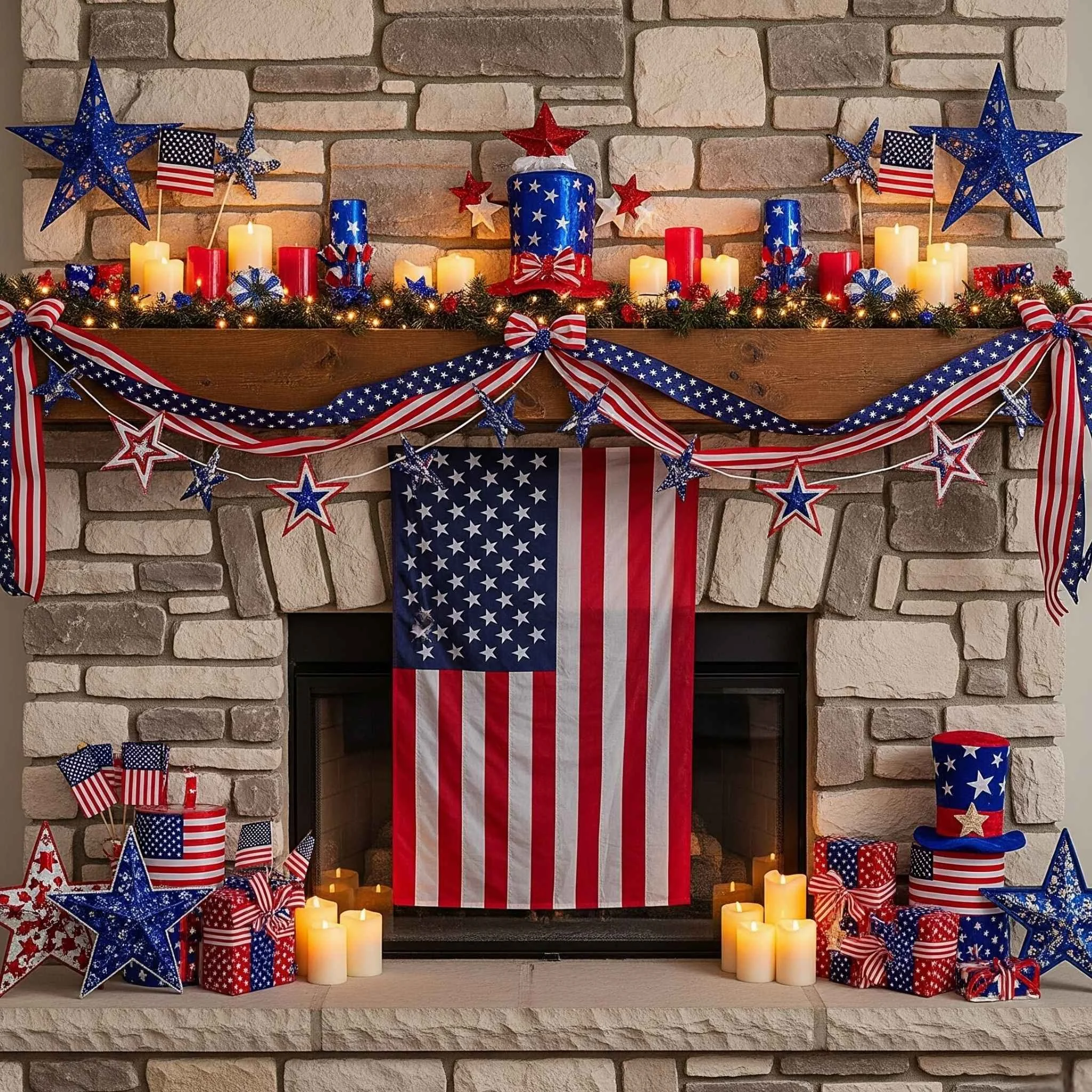 Decorate a 4th of July Mantel with Style and Patriotic Charm - Our
