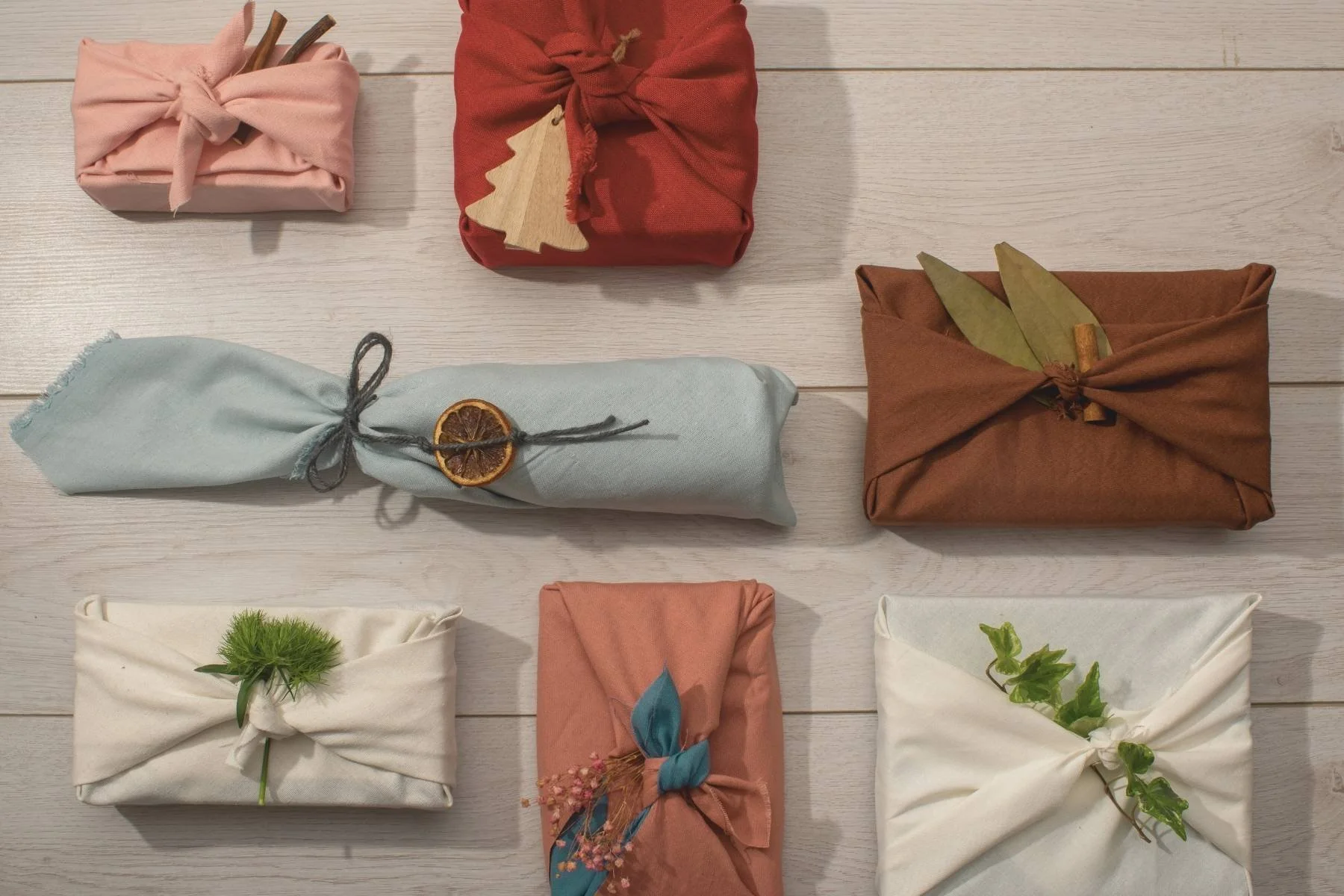 Beautiful Fabric Wrapped Christmas Gifts