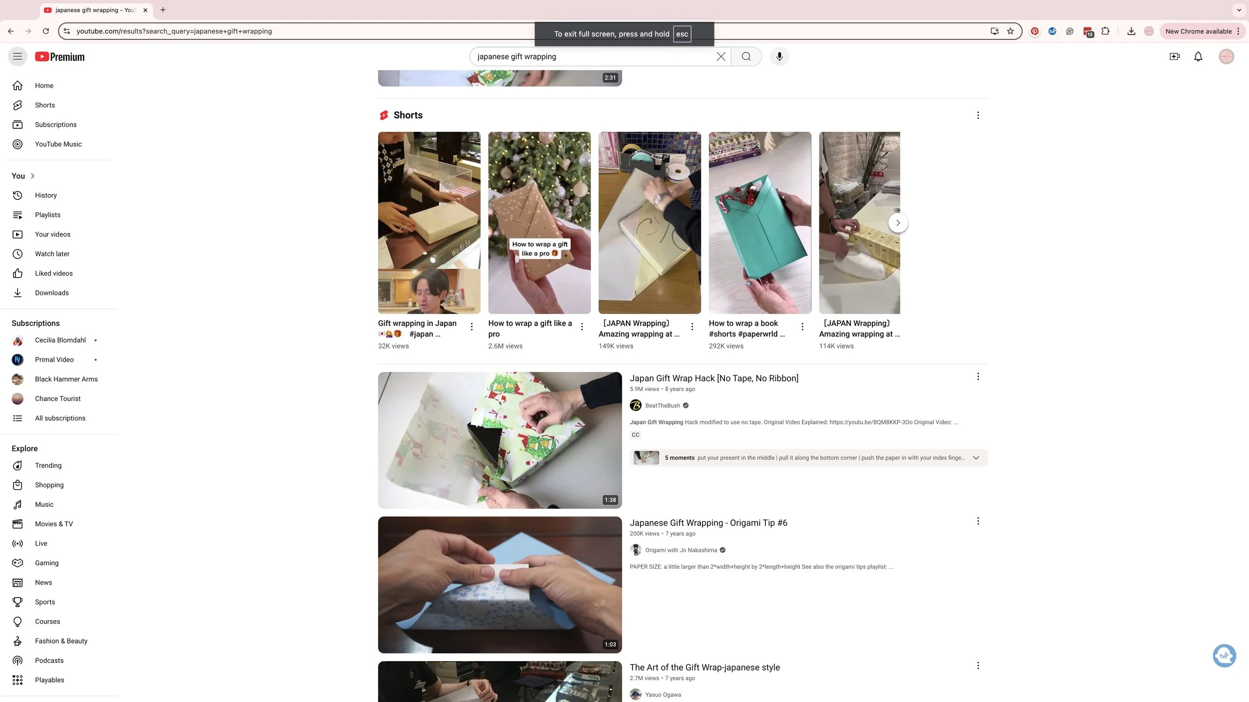 YouTube Screen Shot of Gift Wrapping