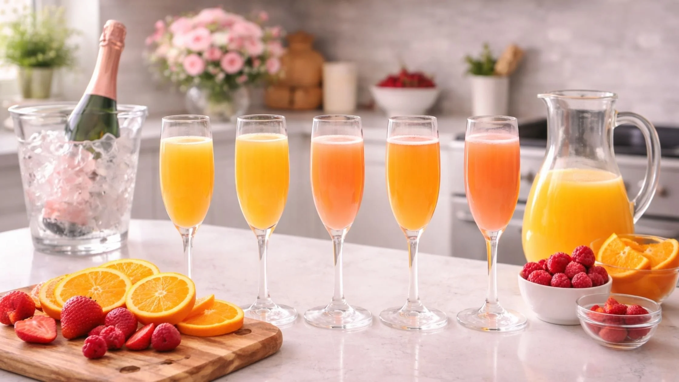 Mimosa Prep on the Kitchen Island