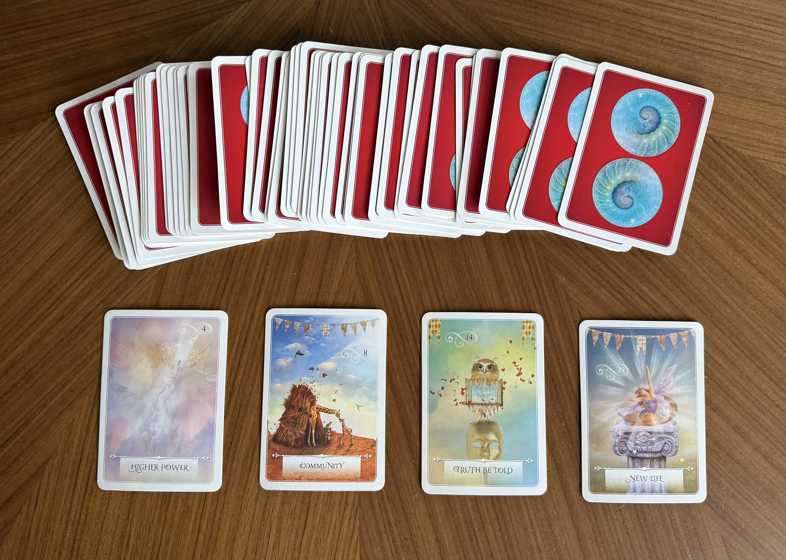 Beautiful oracle cards provide thematic messages for relationships, prosperity of protection.