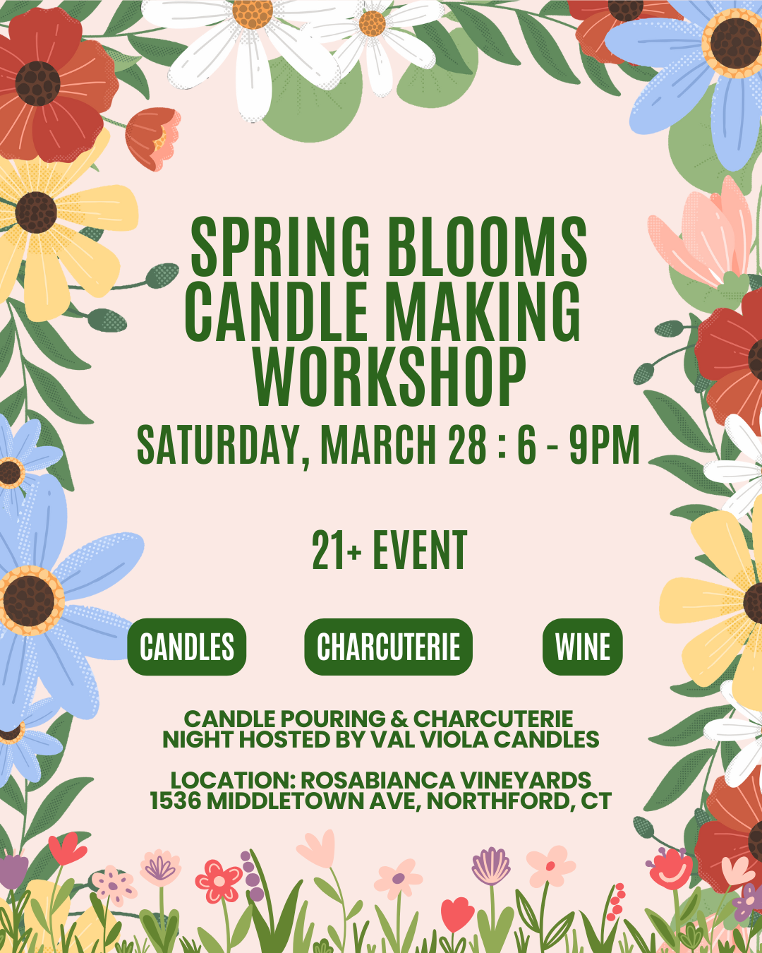 Spring Blooms Candle Making  Workshop at Rosabianca Vineyards