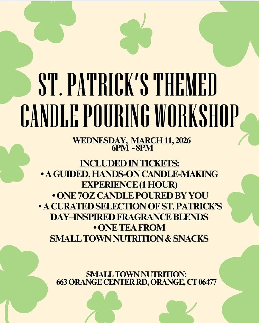 Join us for a St. Patrick&rsquo;s Day&ndash;inspired candle-making experience filled with cozy vibes, lucky charm energy, and playful fragrance blends. Expect fresh greens, soft herbal notes, bright citrus, and warm, comforting scents that feel festi