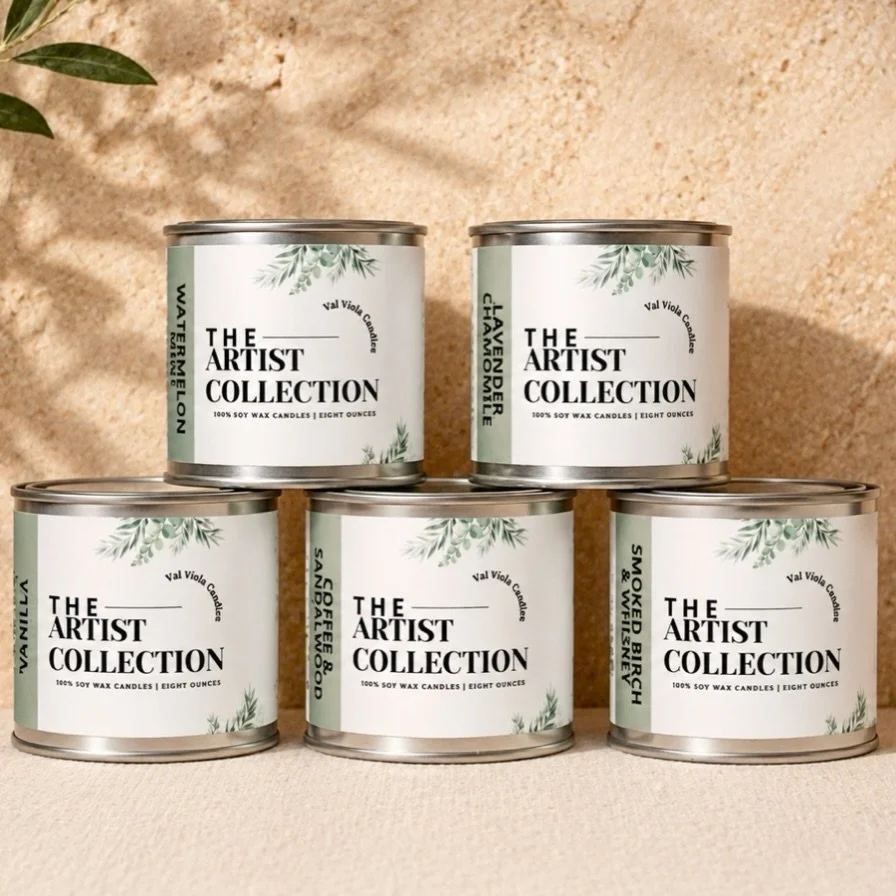 Meet The Artist Collection 🎨🕯️

Inspired by creativity and made for everyday moments, our Artist Collection features hand-poured 8 oz candles crafted with 100% soy wax and poured into our signature paint can vessels.

Val Viola Candles was created 