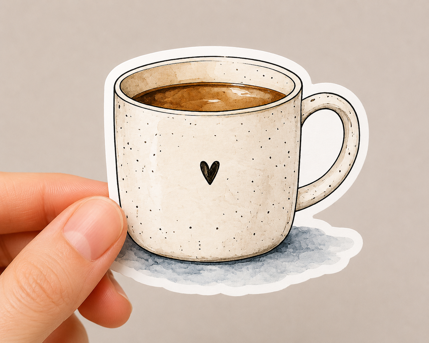 Heart Coffee Cup Vinyl Sticker