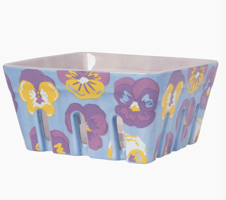 Pansy Ceramic Berry Basket