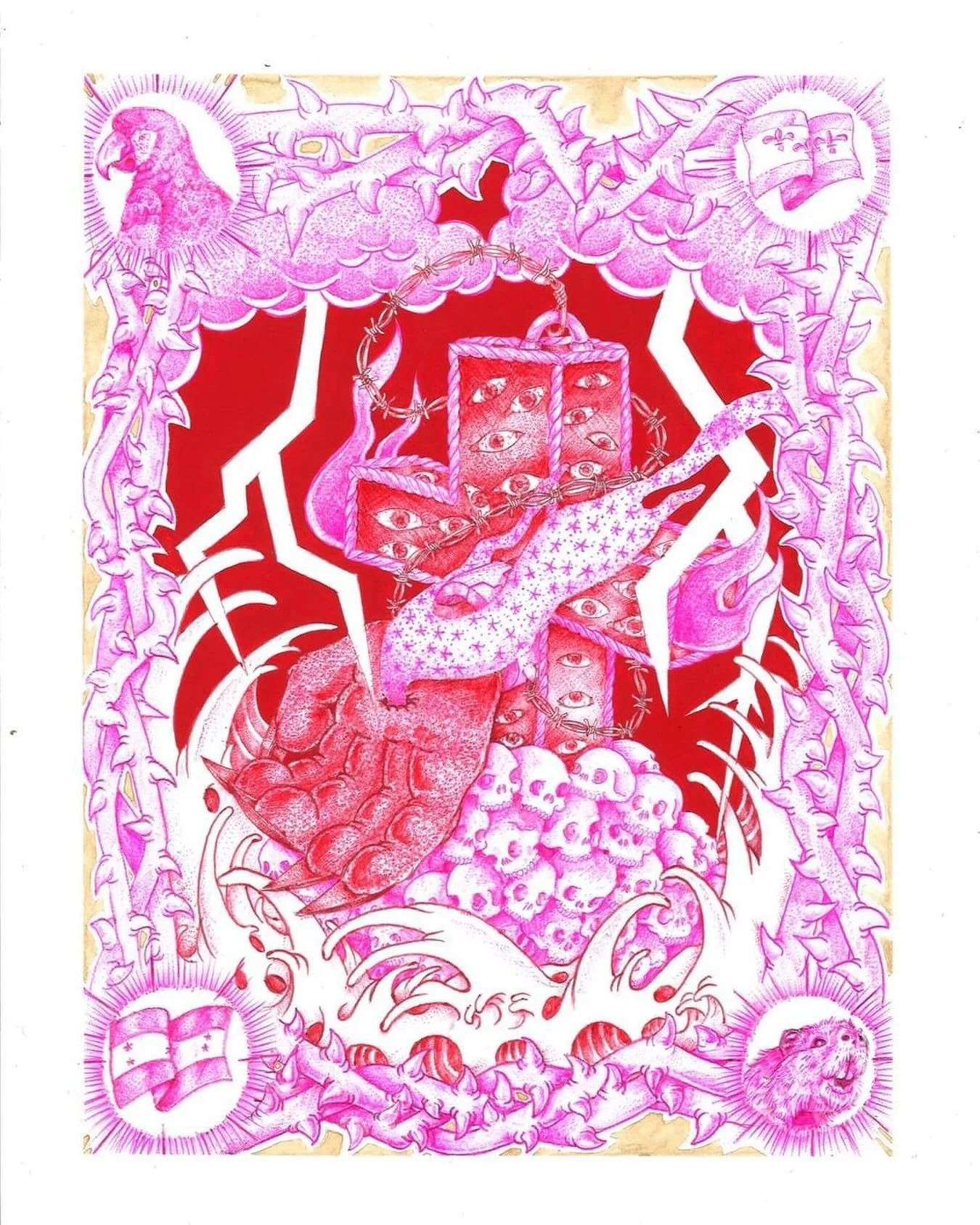 La Tormenta, Angel Perdomo
Ink on Paper 
11x14&rdquo;
2024